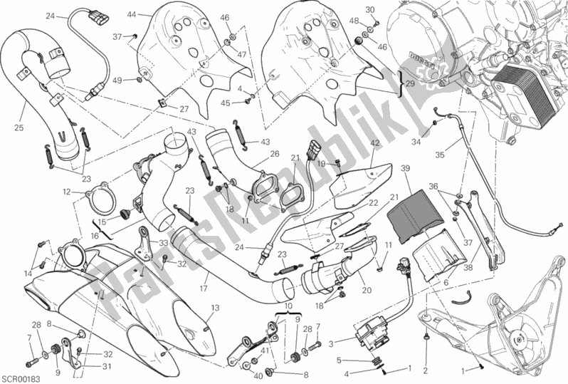 Tutte le parti per il Gruppo Scarico del Ducati Superbike 1199 Panigale R 2013